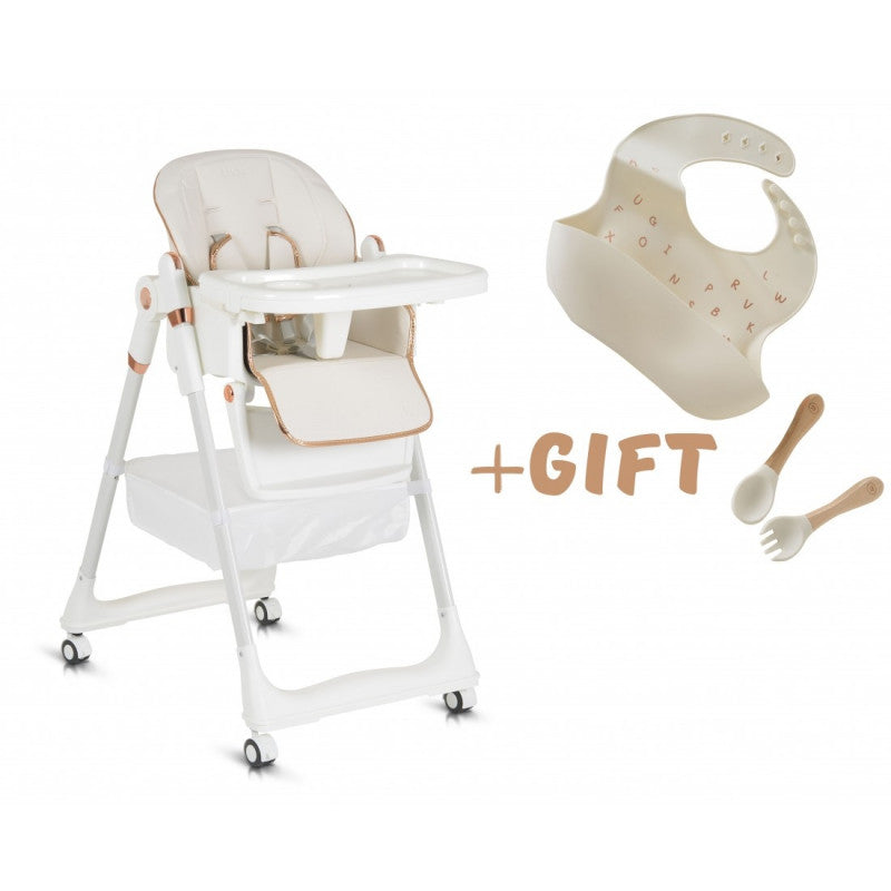 Sediolone Pappa Moni Lindo+ Bavaglino e Posate in Silicone Omaggio