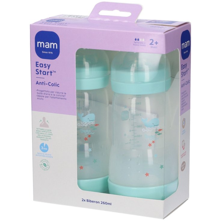 Biberon Easy Start Anticolic 2 Mesi Mam 2x260ml
