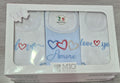 Set 3 Bavaglini Neonati Mio Piccolo Hearts Puro Cotone Vari Colori