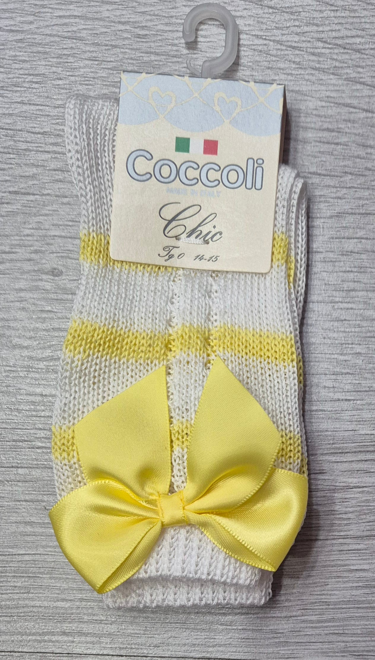 Calzino alto COCCOLI con fiocco giallo