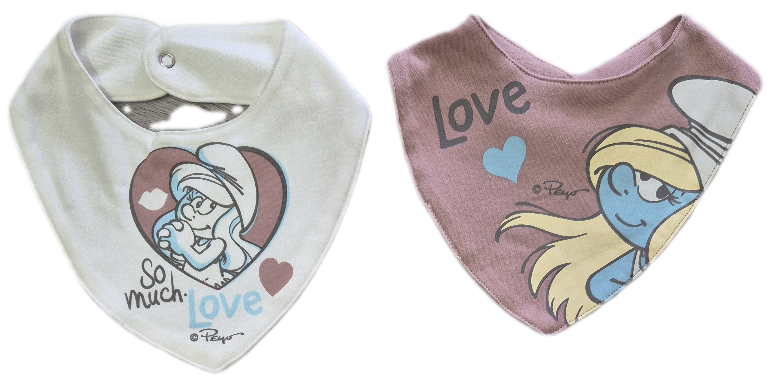 Confezione bipack bavaglino i Puffi™ in interlock per neonata
