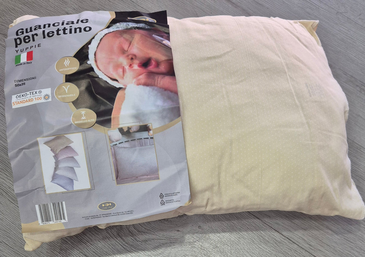 Mella Kids Cuscino per lettino Yuppie - Guanciale sfoderabile e antisoffoco - modello alto