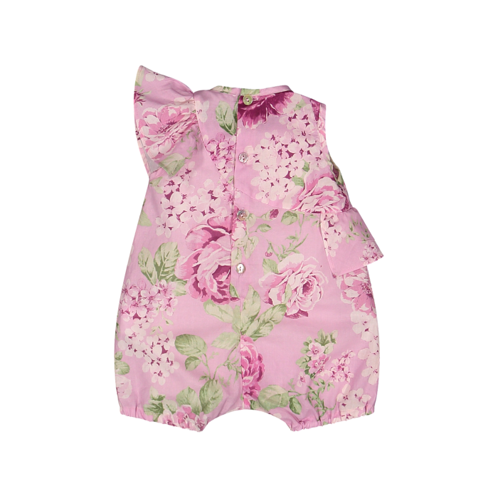Pagliaccetto/completo  in tela stampato fiori da neonata