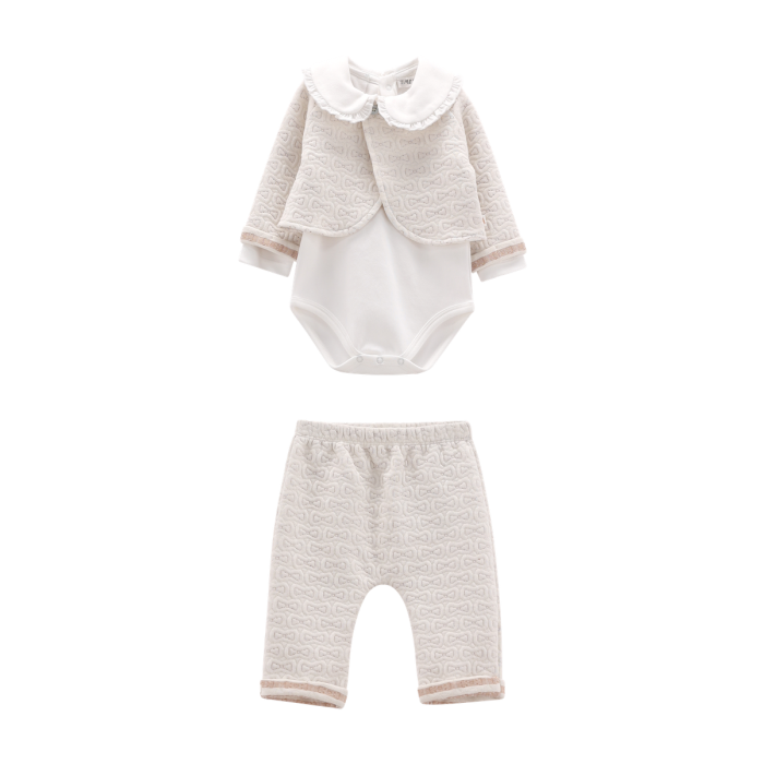 Completo 3 Pezzi Neonato con Fiocchetti