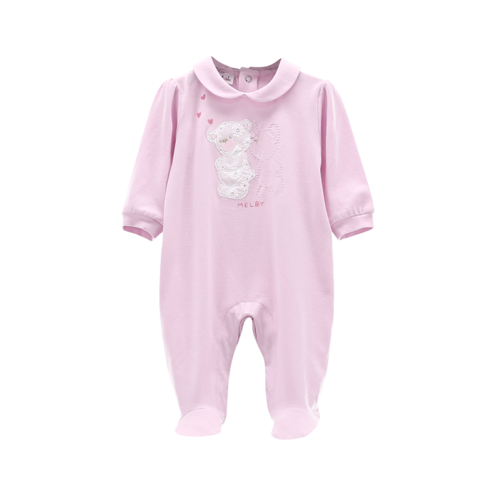 Tutina con piede in jersey stretch da neonata