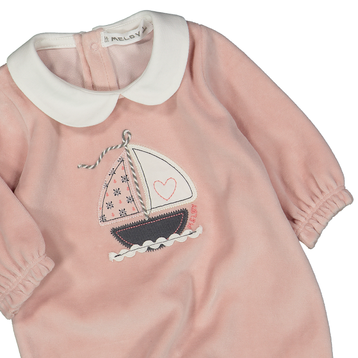 Tutina con piede in SOFT ciniglia per neonata