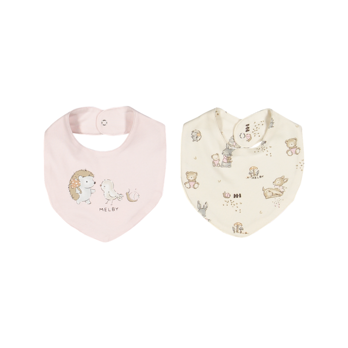 Set 2 Bavaglini Cotone Animaletti