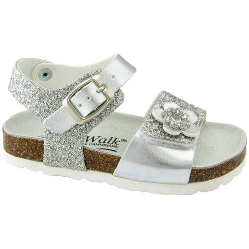 Cliawalk-ARGENTO sandalo bambina