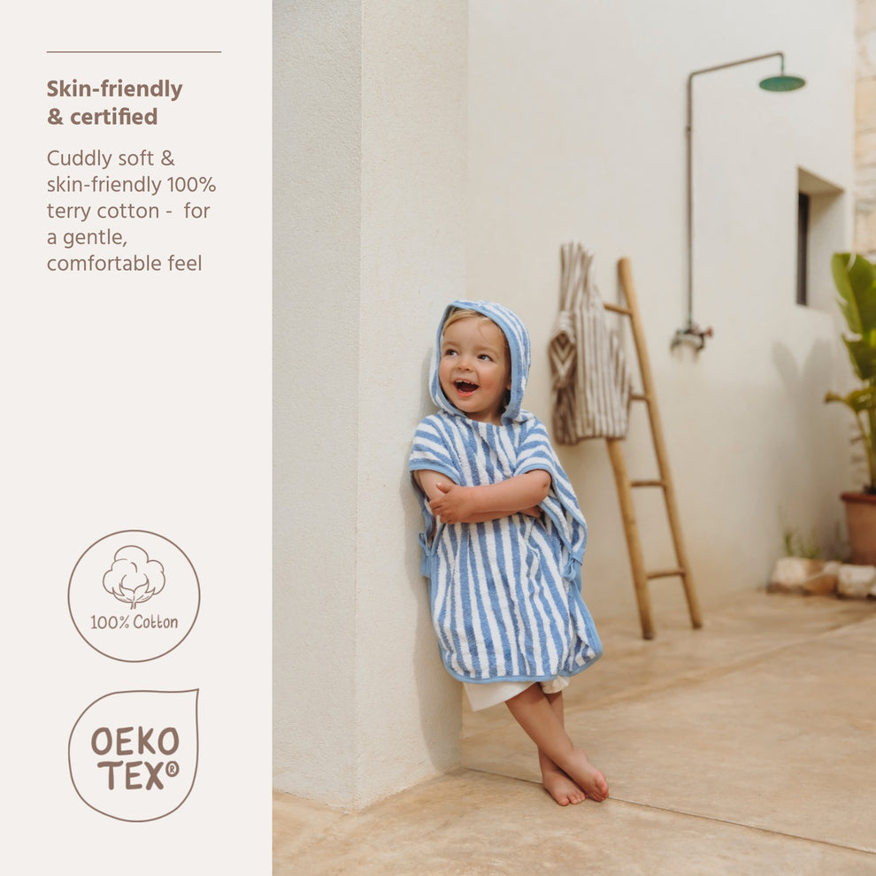 PONCHO DA BAGNO 1-3 ANNI ME-FAT JEANS A RIGHE BLU o MARRONI