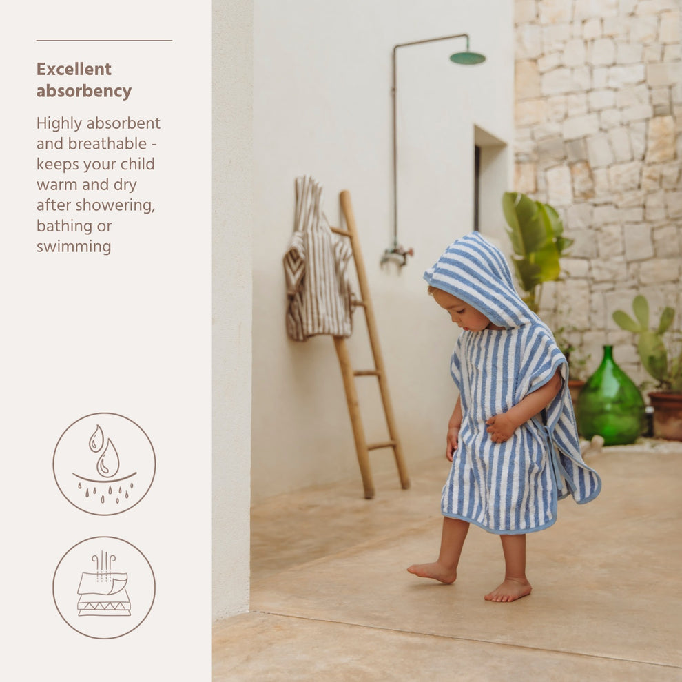 PONCHO DA BAGNO 1-3 ANNI ME-FAT JEANS A RIGHE BLU o MARRONI