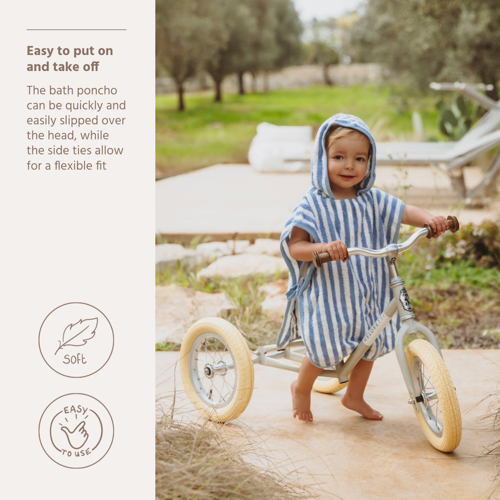 PONCHO DA BAGNO 1-3 ANNI ME-FAT JEANS A RIGHE BLU o MARRONI
