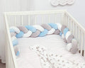 Treccia protettiva per culla e letto in azzurro e grigio