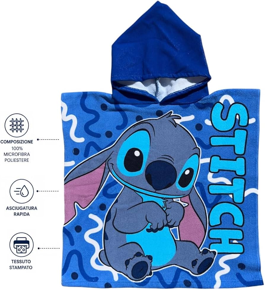 Poncho Mare Bambino Stitch 50x100 cm