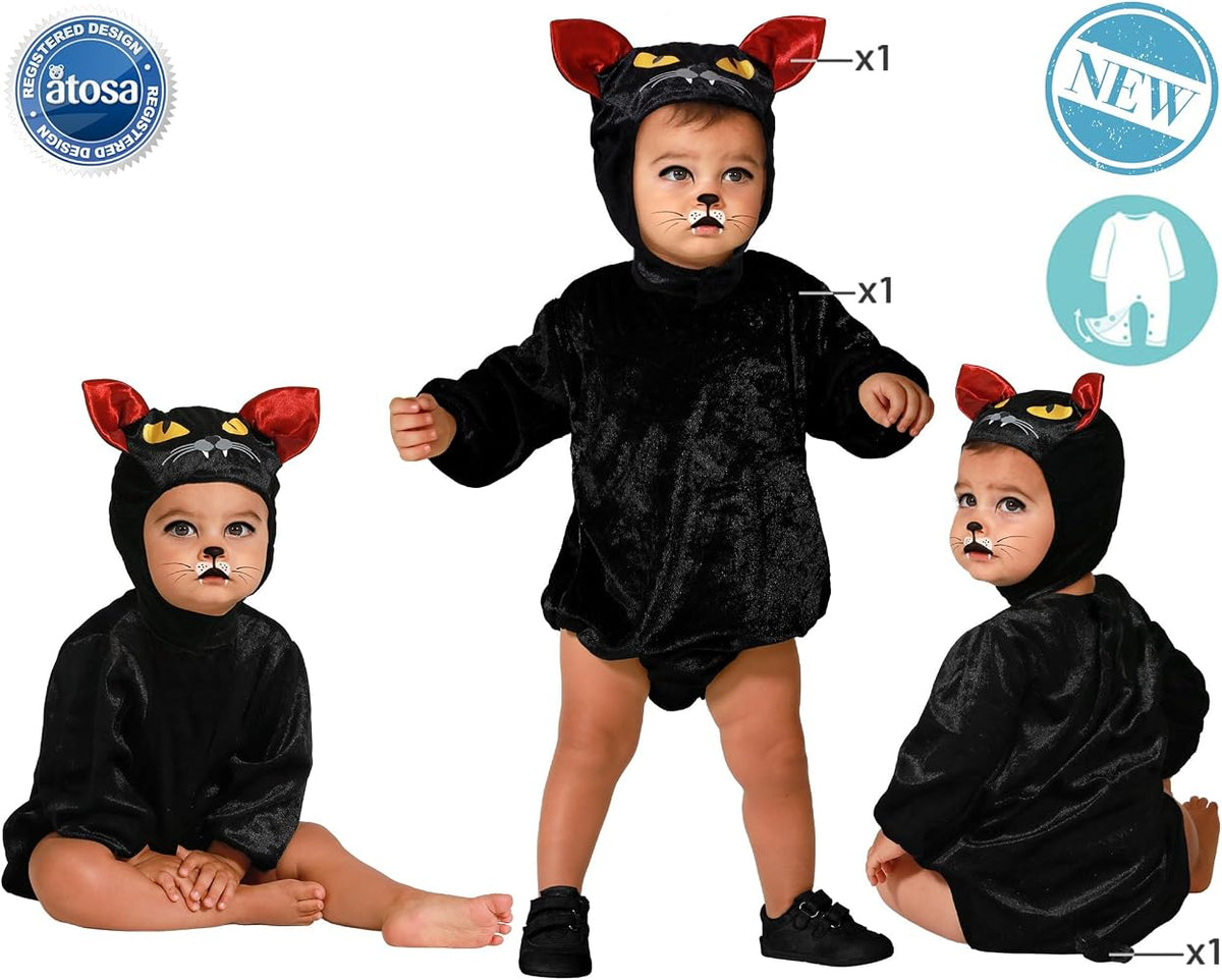 Costume gatto con cappuccio e orecchie nero unisex