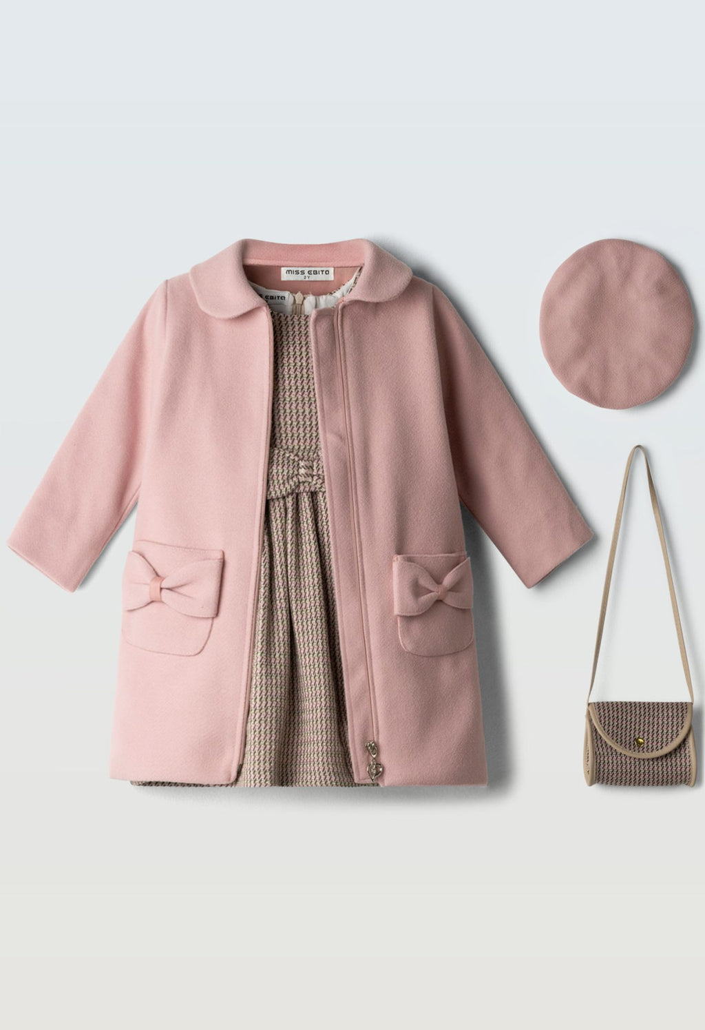 Completo bambina -vestitino, cappotto e accessori