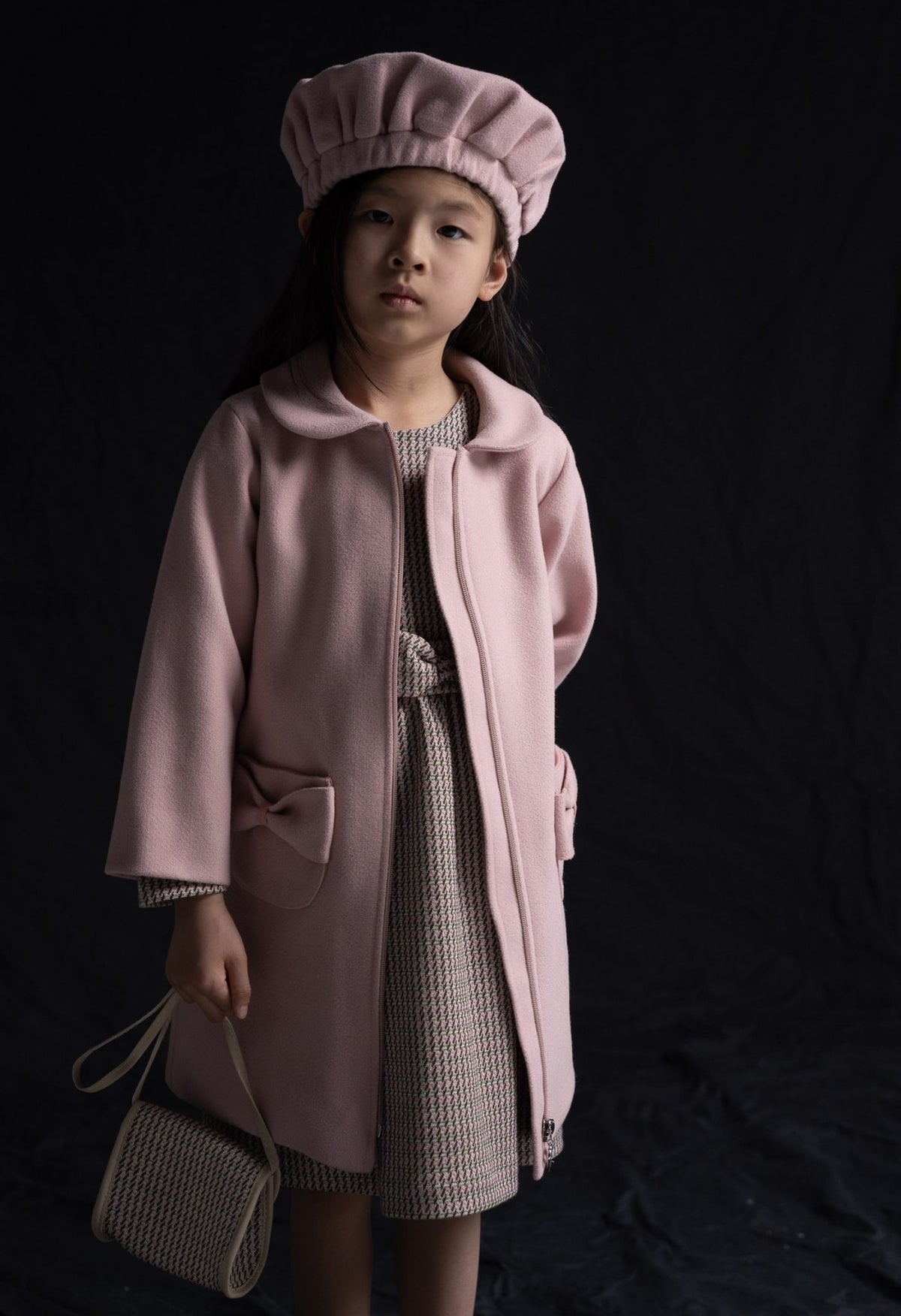 Completo bambina -vestitino, cappotto e accessori