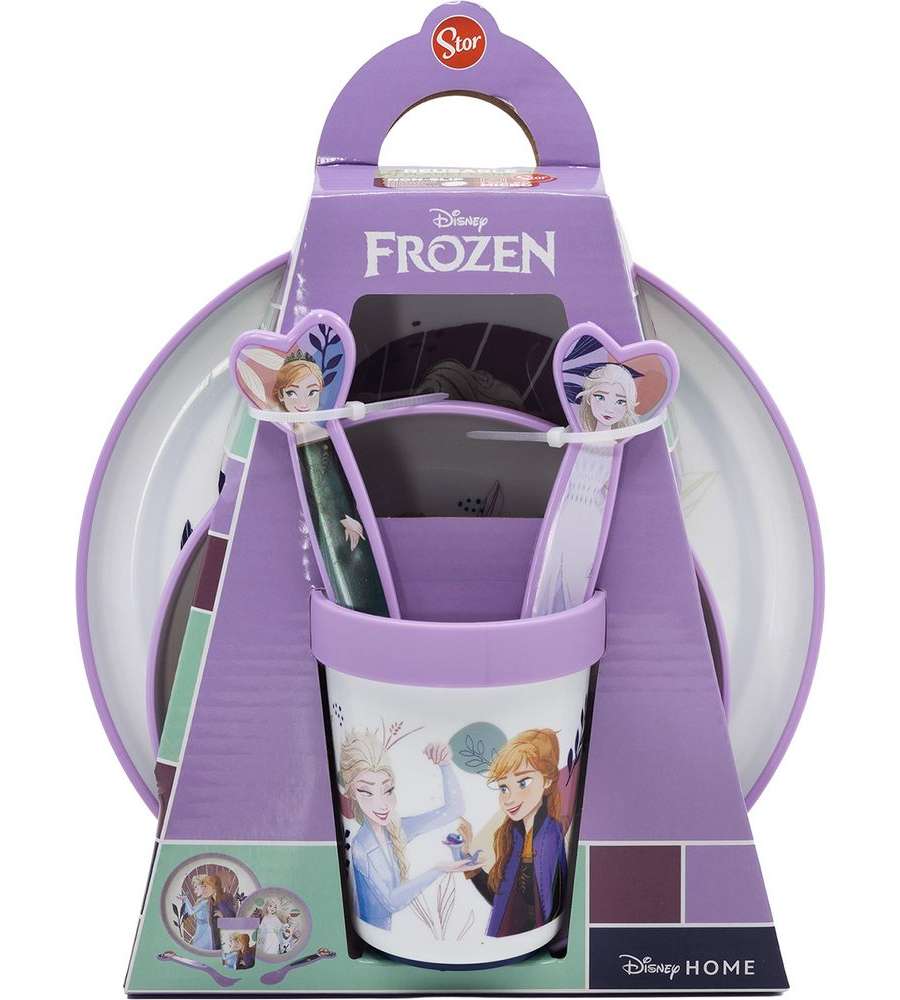 Set Pappa per bambine antiscivolo in plastica 5 pezzi Frozen