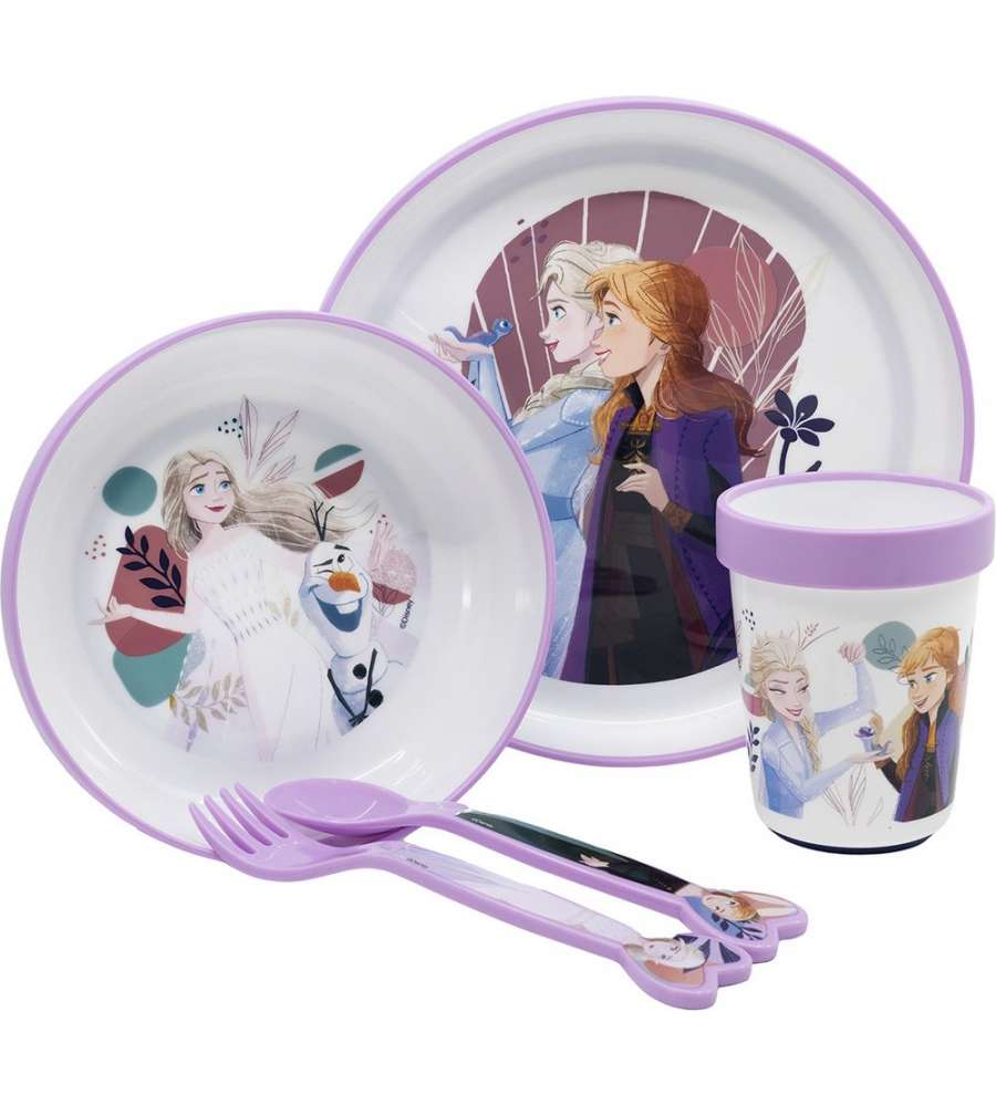 Set Pappa per bambine antiscivolo in plastica 5 pezzi Frozen