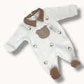 Nazareno Gabrielli Baby Tutina Neonato In Caldo Cotone 100% Con Ricamo E Applicazione