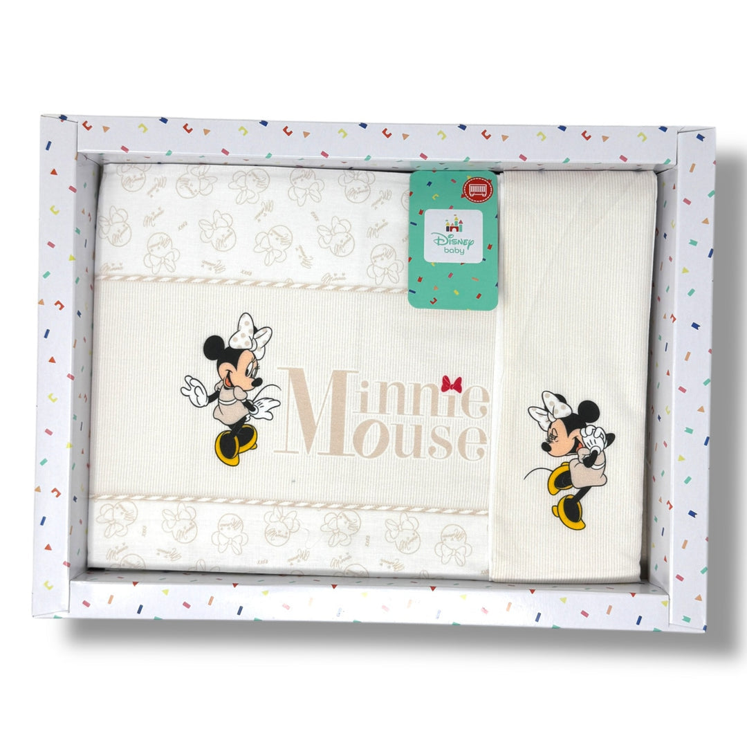 Ellepi Baby Disney Completo Lenzuola 3 Pezzi Lettino Stampa Minnie 120x180 In 100% Cotone