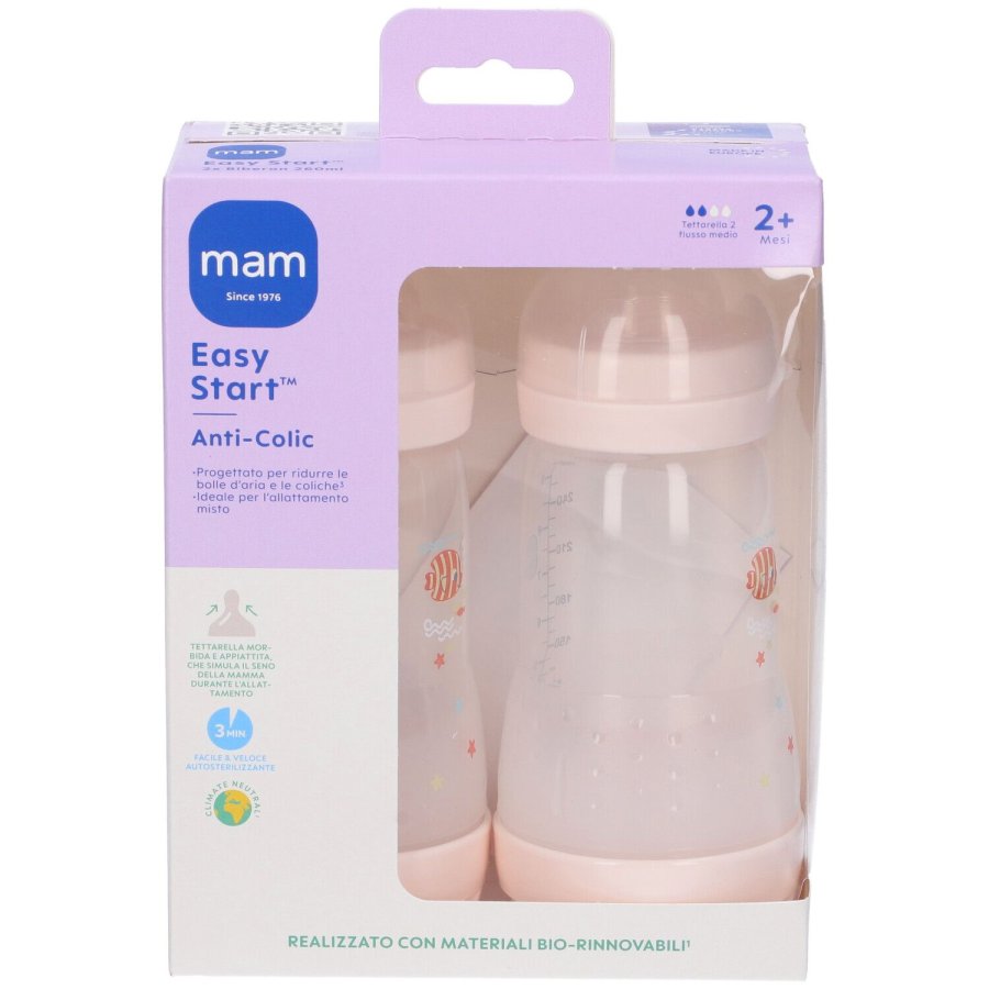 Biberon Easy Start Anticolic 2 Mesi Mam 2x260ml