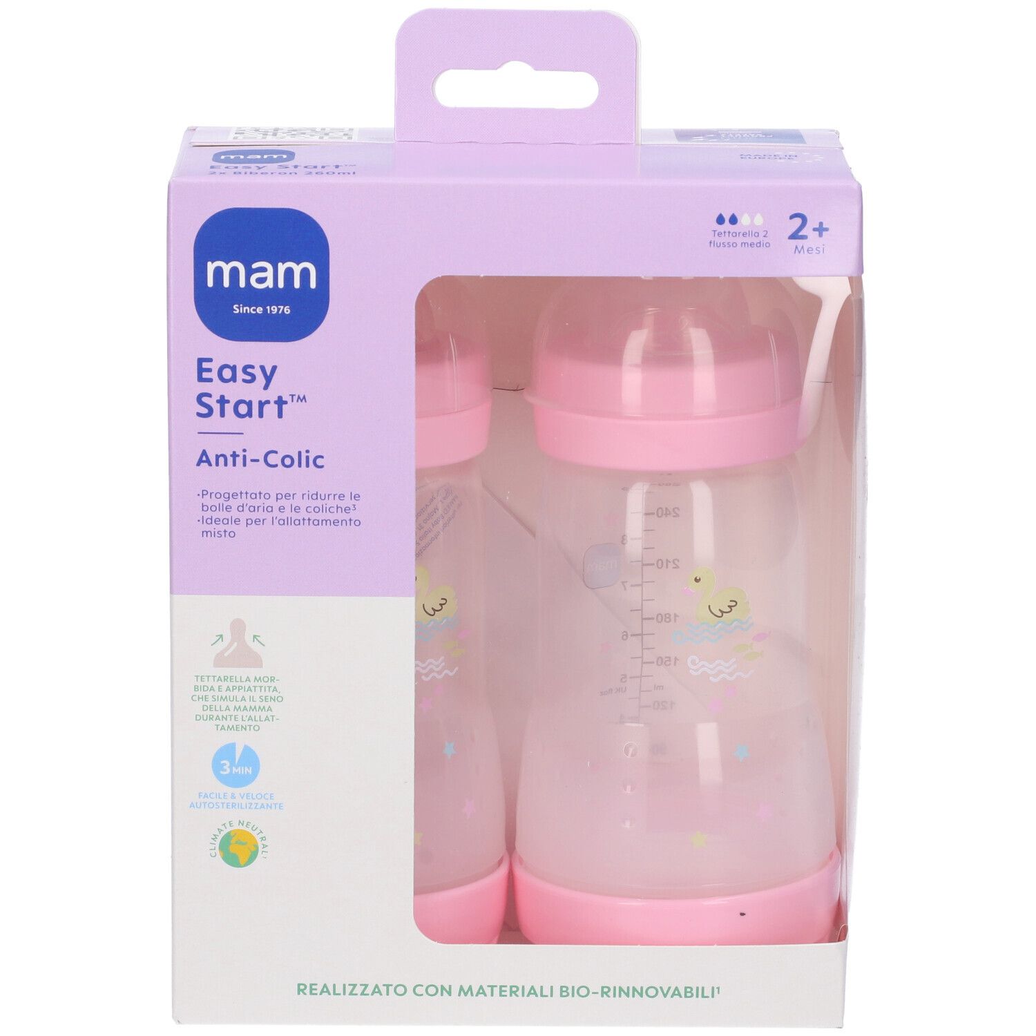 Biberon Easy Start Anticolic 2 Mesi Mam 2x260ml