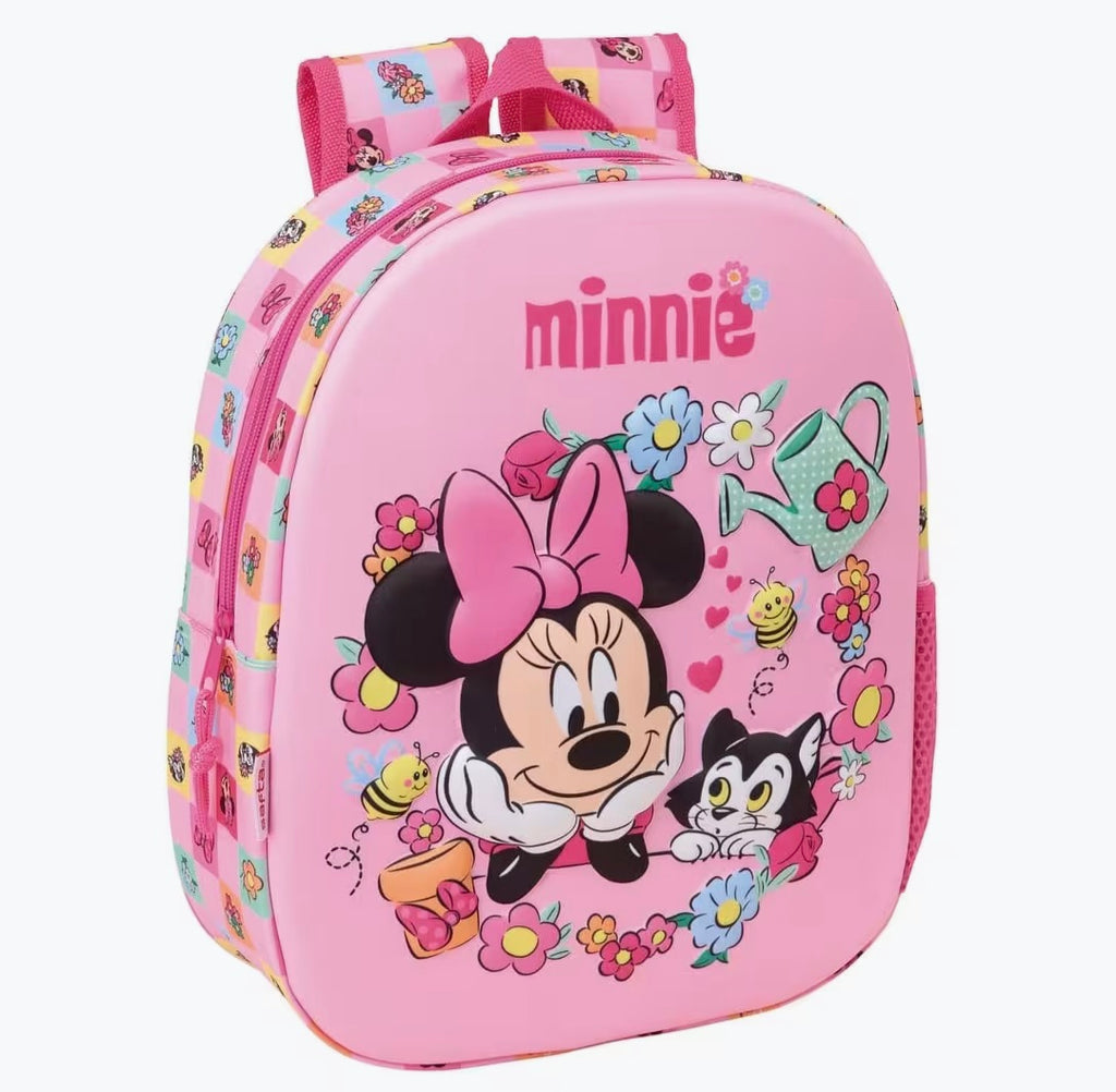 Zaino 3D di Minnie Mouse per bambini con portabottiglie e spallacci imbottiti