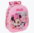 Zaino 3D di Minnie Mouse per bambini con portabottiglie e spallacci imbottiti