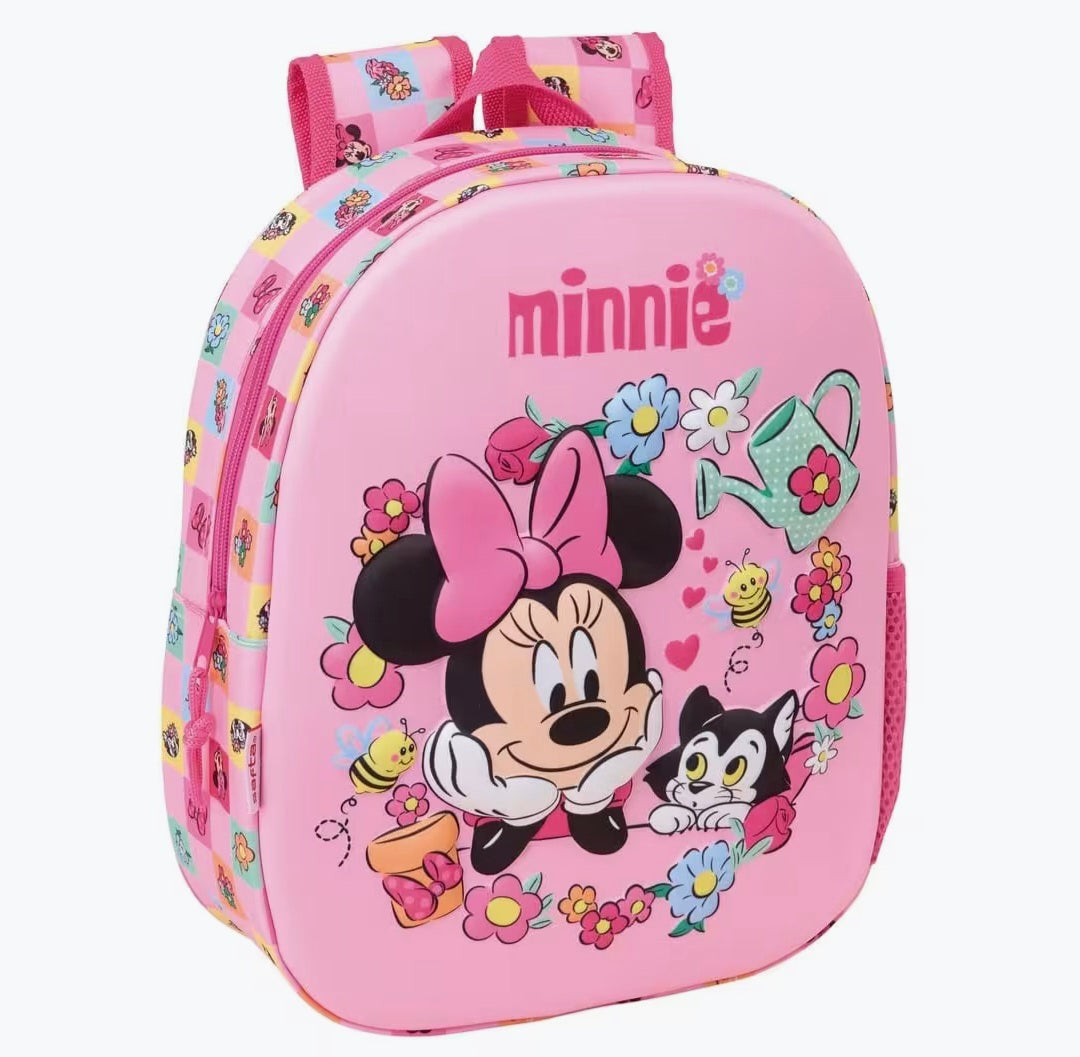 Zaino 3D di Minnie Mouse per bambini con portabottiglie e spallacci imbottiti