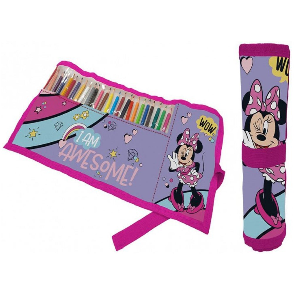 Astuccio Roll ripiegabile con 24 pastelli Cm. 40×20 – Minnie