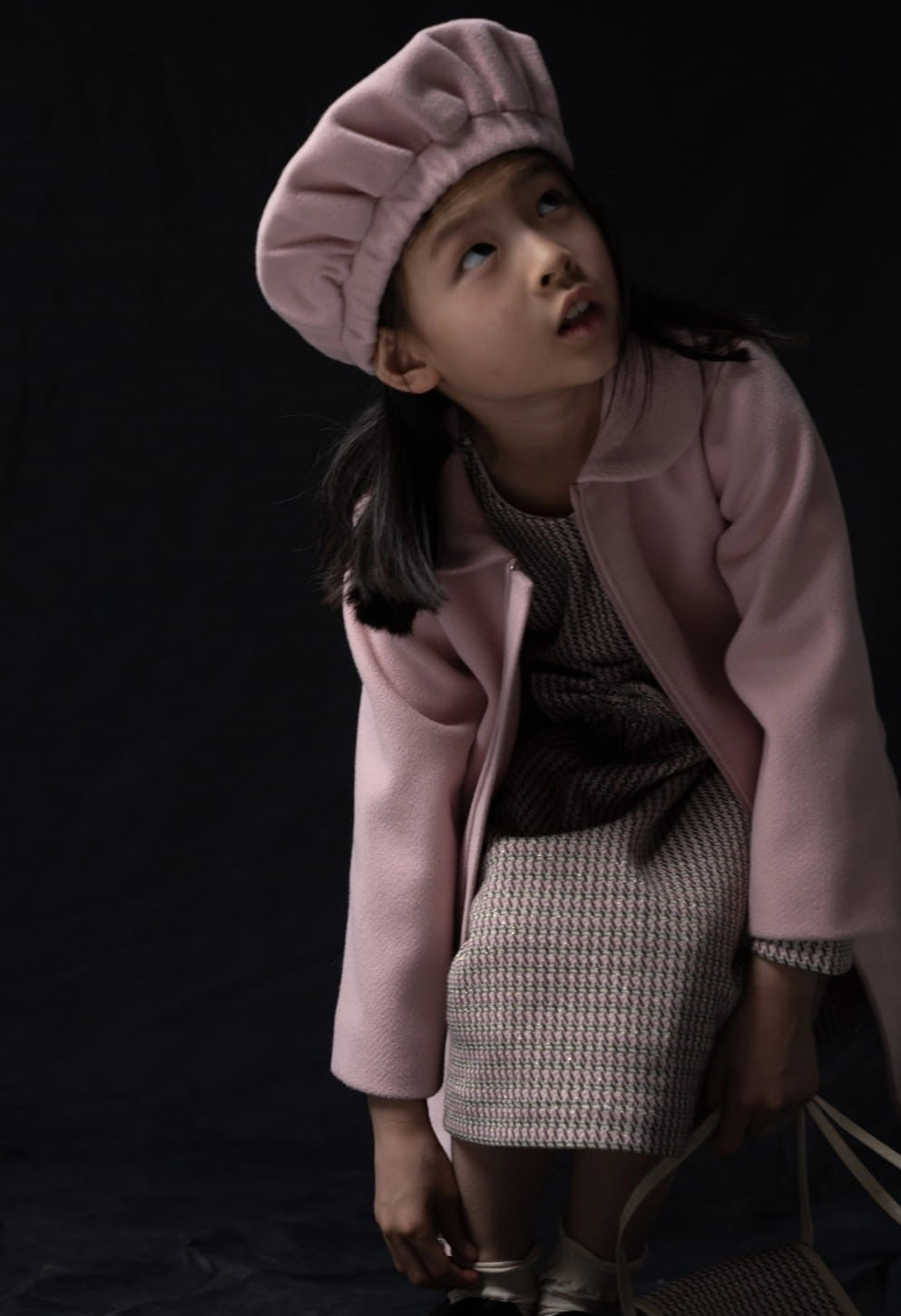 Completo bambina -vestitino, cappotto e accessori