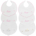 Bavaglino Mio Piccolo in cotone bianco con ricamo "love" e laccetti