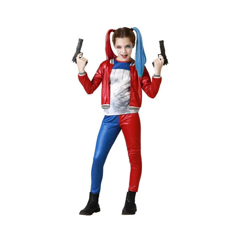 HALLOWEEN - Costume da Harley Queen blu e rosso per bambina
