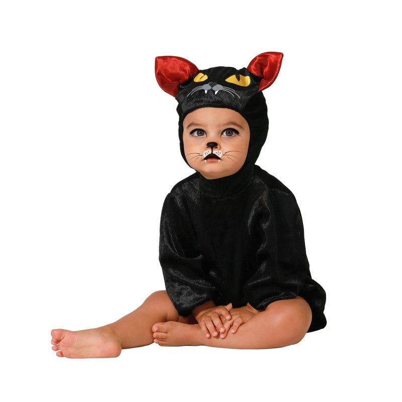 Costume gatto con cappuccio e orecchie nero unisex