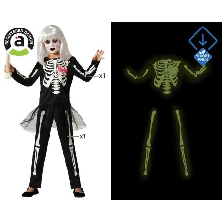 HALLOWEEN - Costume scheletro glow in the dark bambini ragazza