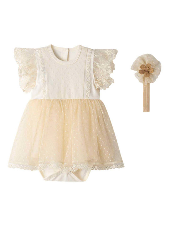 Vestitino bambina con body e fascia per capelli