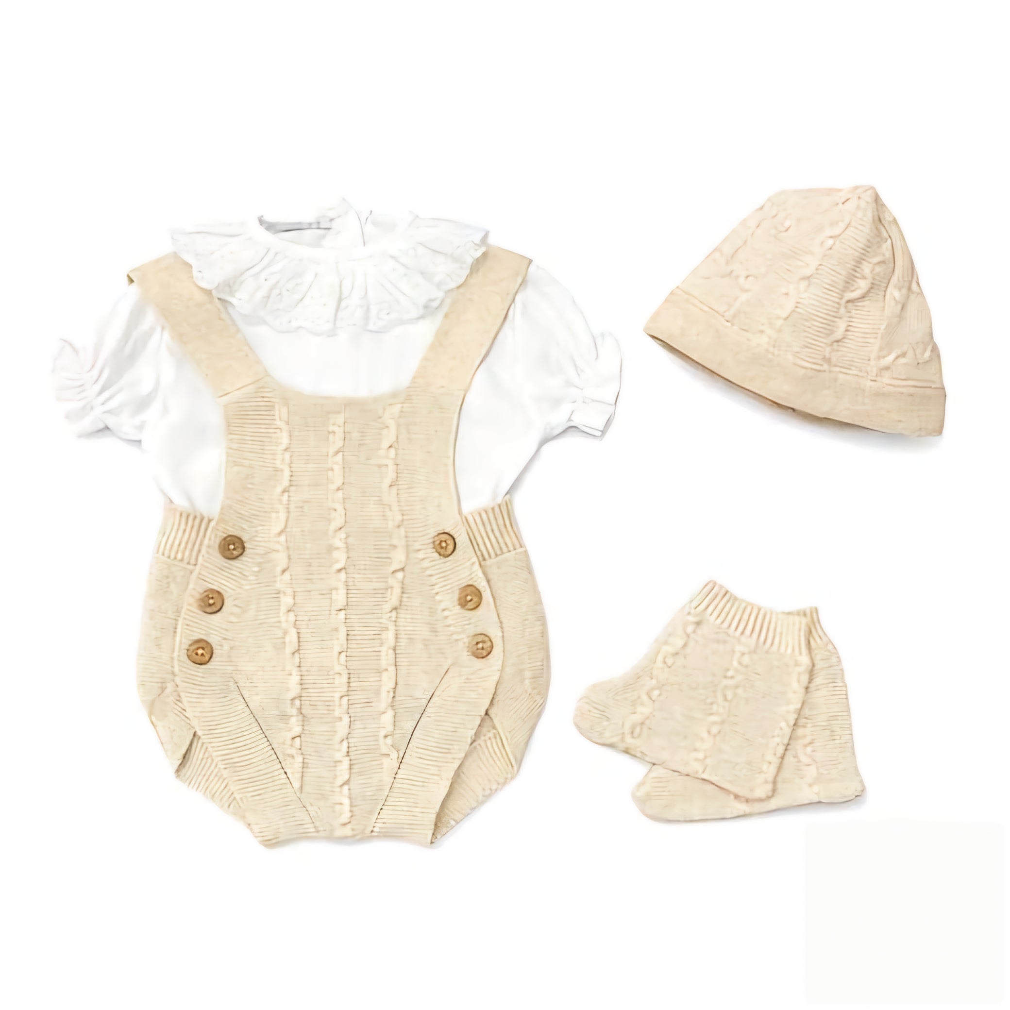 Salopette in filo, con cappello e scarpette