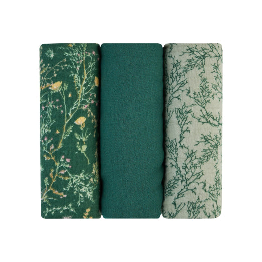 Muslin swaddle set 3 pcs 75x75 cm Secret Garden Beige