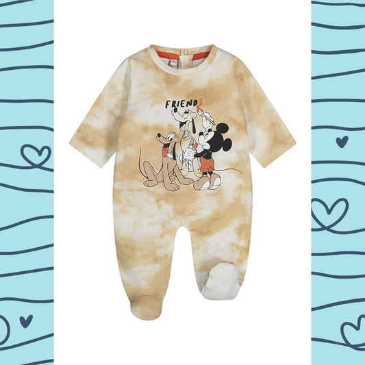 Tutina Mickey con piedi in jersey stretch.