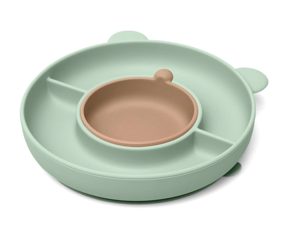 Piatto in silicone con scomparti e ventosa vari colori