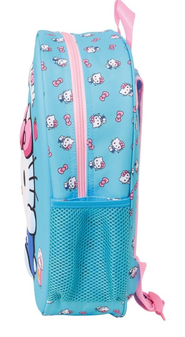 SUPER PROMO ZAINETTO + SET PAPPA Zaino per bambini Hello Kitty 3D con cerniera blu turchese.
