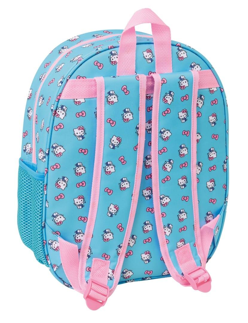 SUPER PROMO ZAINETTO + SET PAPPA Zaino per bambini Hello Kitty 3D con cerniera blu turchese.
