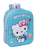 SUPER PROMO ZAINETTO + SET PAPPA Zaino per bambini Hello Kitty 3D con cerniera blu turchese.