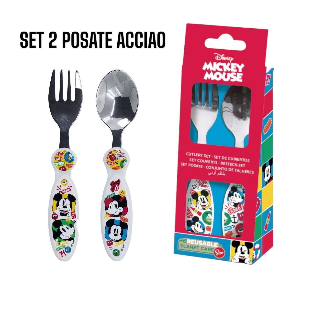 Posate Disney - Forchetta e Cucchiaio in Acciaio Inossidabile per Bambini