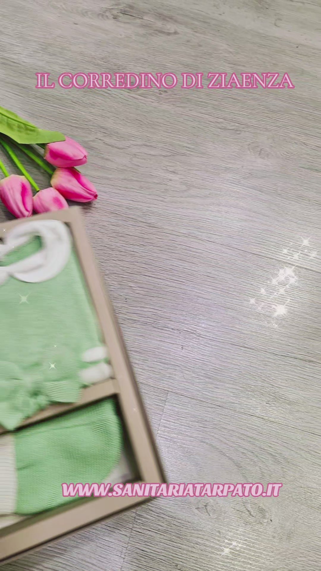 Set nascita fiocco in filo di cotone verde o rosa