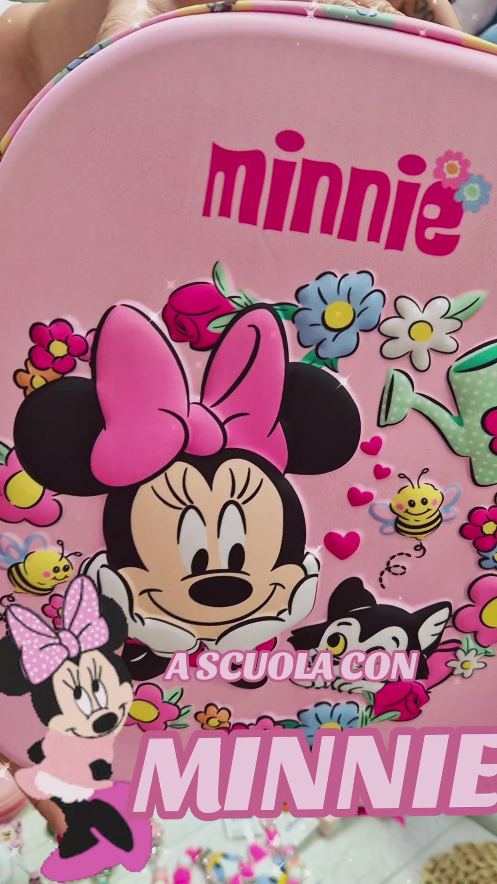 Zaino 3D di Minnie Mouse per bambini con portabottiglie e spallacci imbottiti