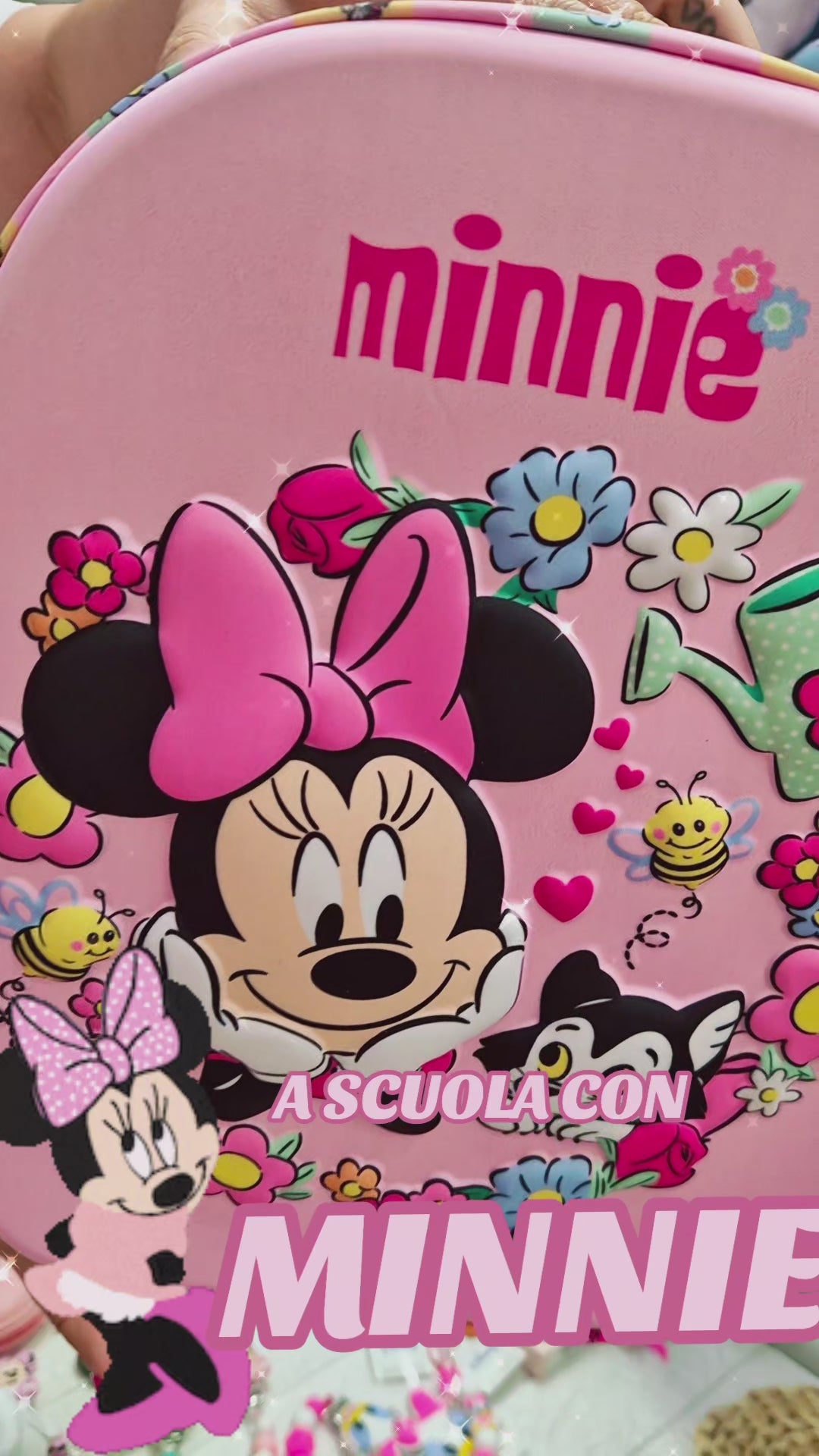 Zaino 3D di Minnie Mouse per bambini con portabottiglie e spallacci imbottiti