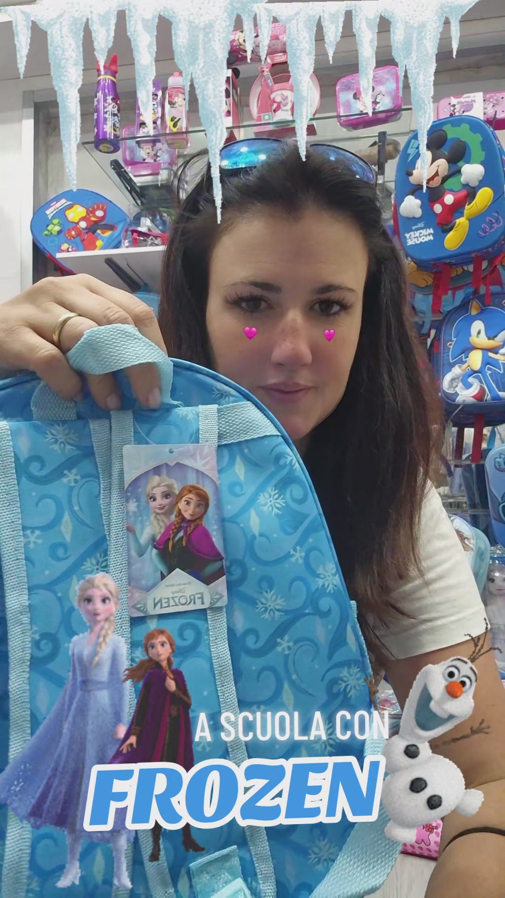 SUPER PROMO ZAINETTO + SET PAPPA FROZEN ZAINO ASILO CON FIGURA 3D CON LUCI LED