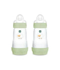 Mam biberon easy start 260 ml (set da 2), kit da 2 biberon anticolica per allattamento misto, verde, 2+ mesi