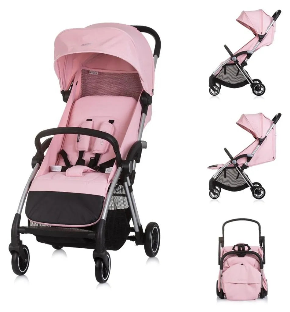 Passeggino Chipolino 0+, fino a 22 kg, chiusura automatica 3D "Illusion" beige-verde-rosa